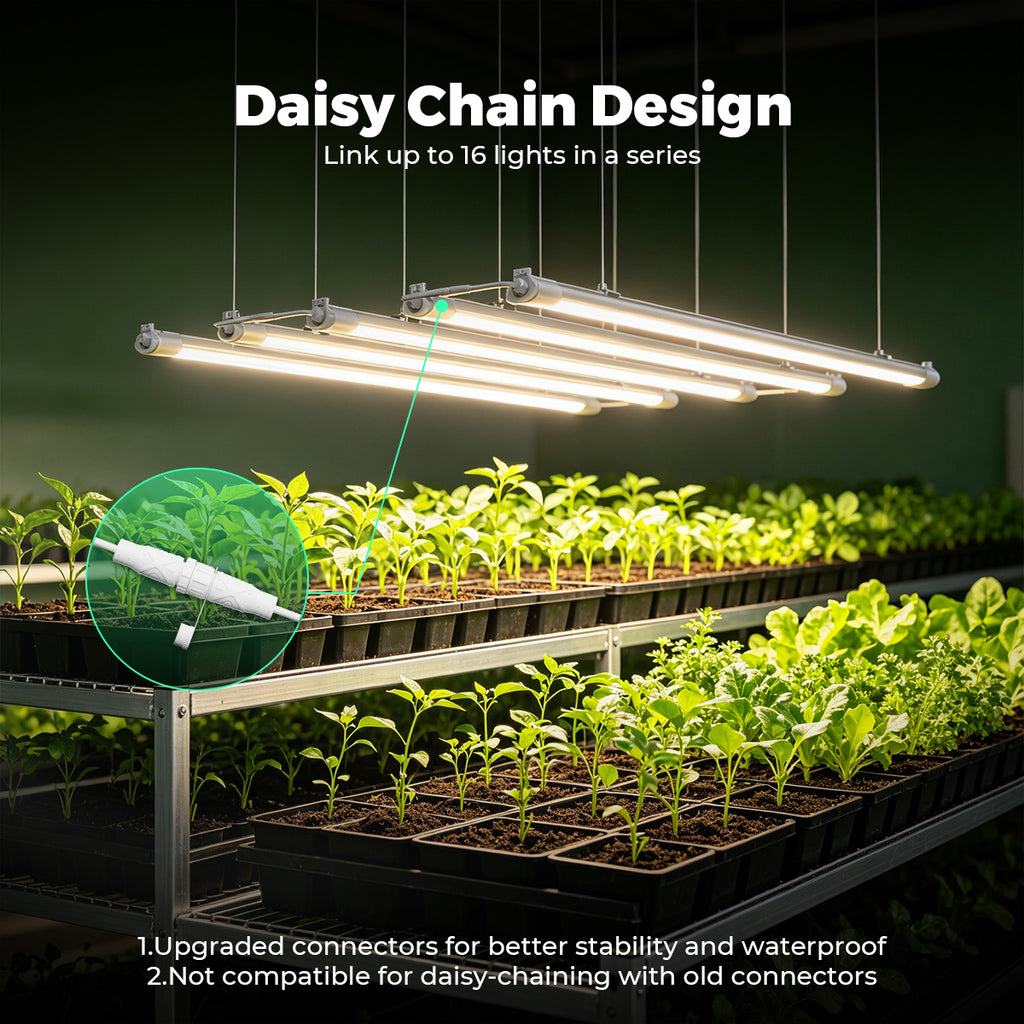 Mars Hydro VG80 LED grow light in white with daisy chain design, linking up to 16 lights in series