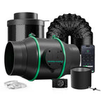 Mars Hydro iFresh ventilation set with a 150mm black fan and reusable activated carbon filter — efficient airflow system for indoor gardening