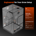 Spider Farmer grow tent in gray with Mylar lining, 120 x 120 x 200 cm, with viewing window and lightproof design