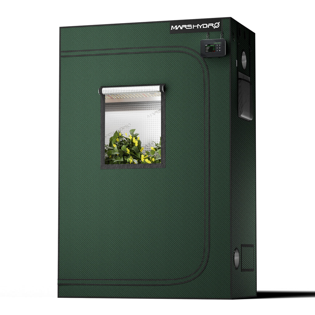 Mars Hydro grow tent in dark green 2000D Oxford material with a transparent window for optimal plant visibility