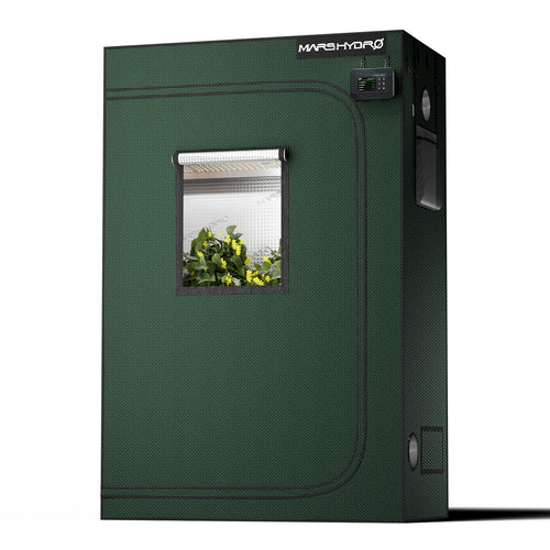 Mars Hydro grow tent in dark green 2000D Oxford material with a transparent window for optimal plant visibility