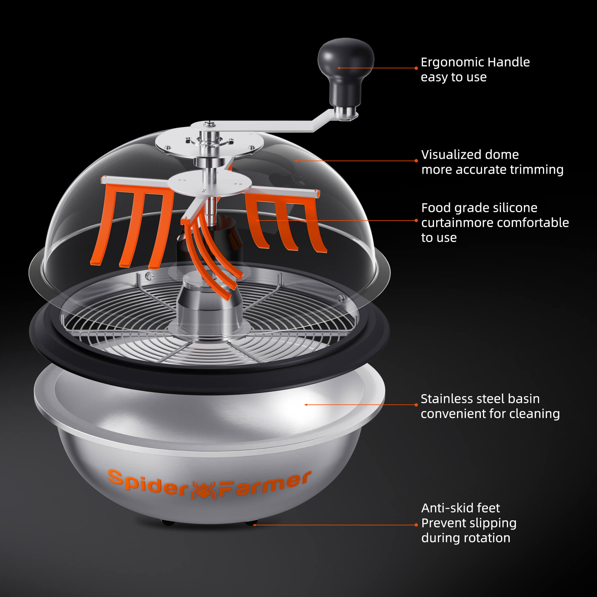 Anwendungsbeispiel: Schonende Maniküre von Blüten durch langsame Rotation.