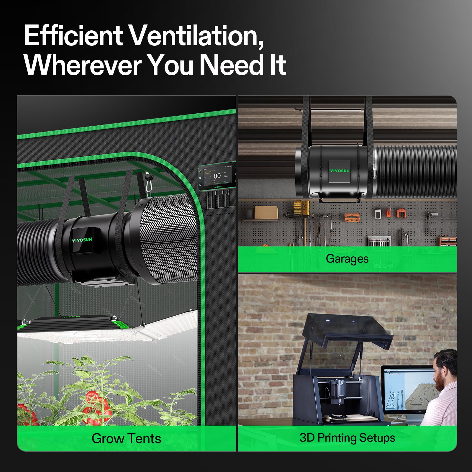 Vivosun Smart Abluftset G8 Pro 200mm - 1232 m³/h + GrowHub
