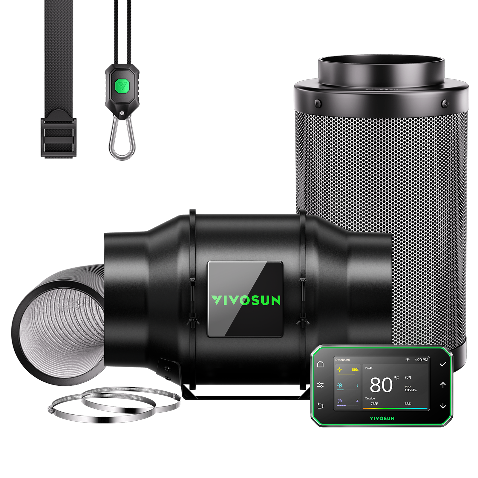 Vivosun G6 Pro 150mm Smart Abluftset - 659 m³/h + GrowHub