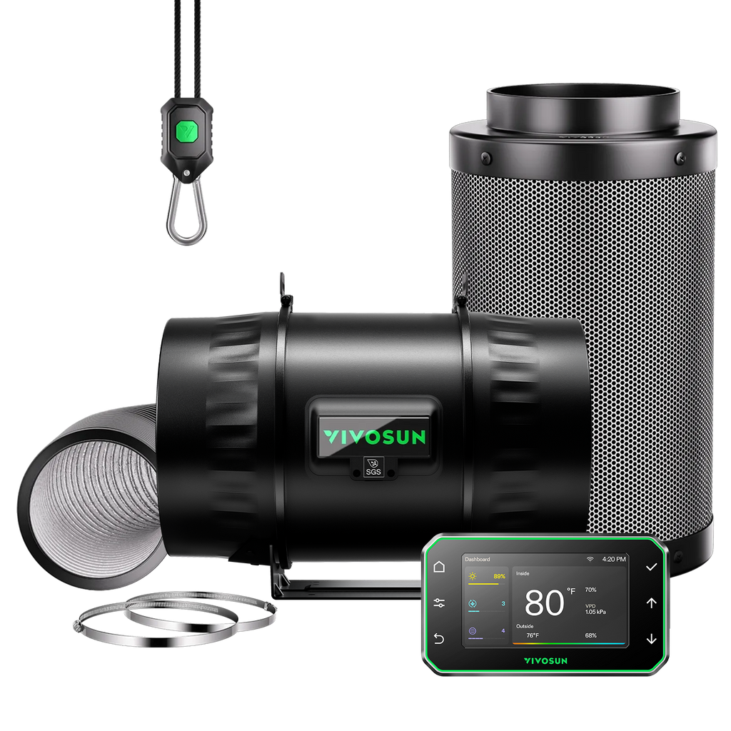 Vivosun Smart Exhaust Kit T8 Pro 200mm – 1413 m³/h + GrowHub