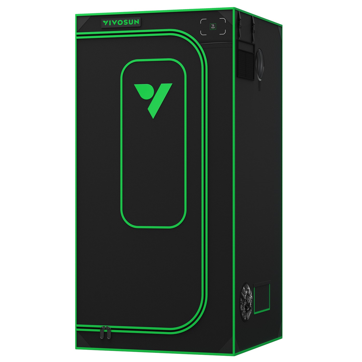 Vivosun 2000D Oxford grow tent, black with green trim, Growbox Pro 90x90x180cm