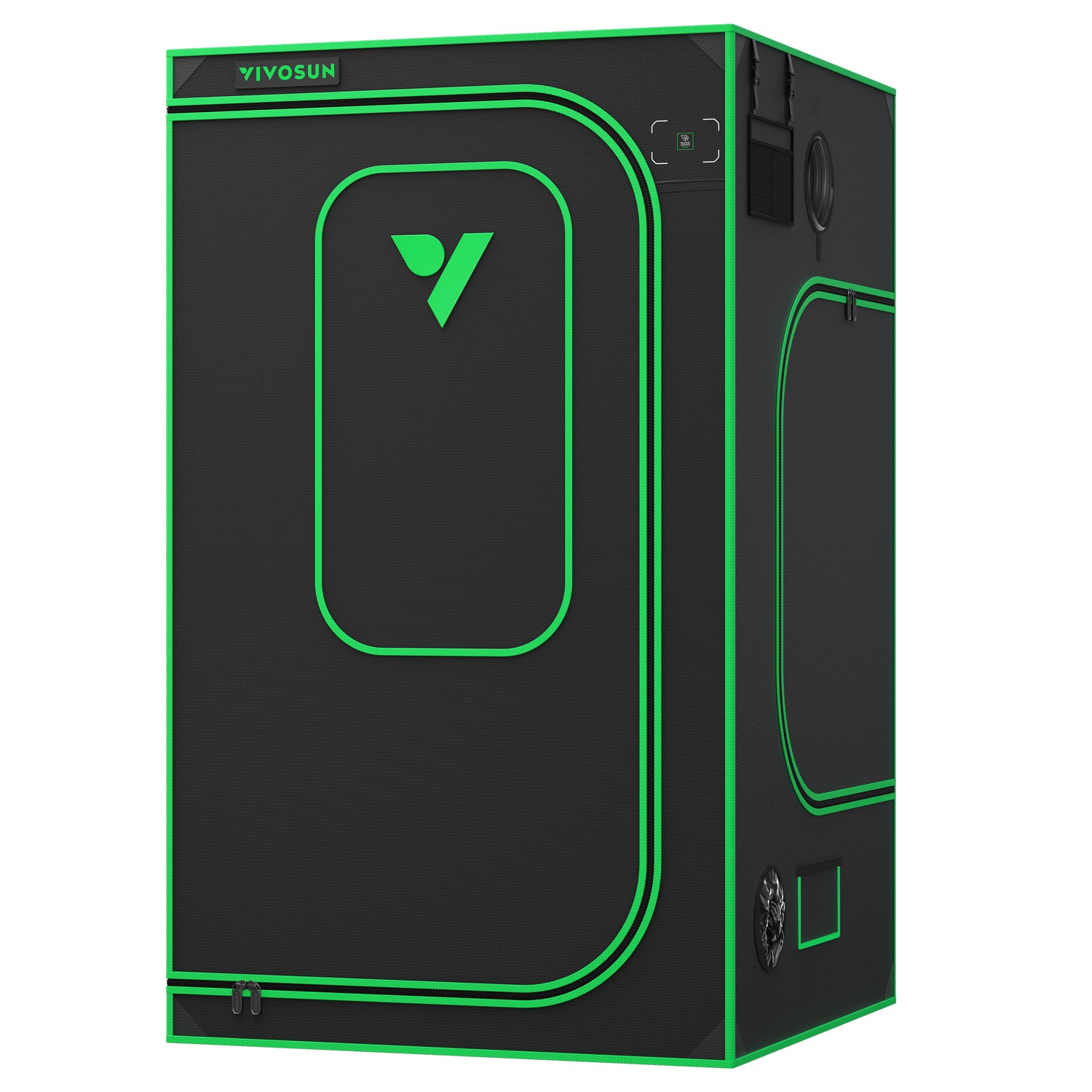 Vivosun grow tent black 2000D Oxford with green trim, Growbox Pro 120x120x200cm