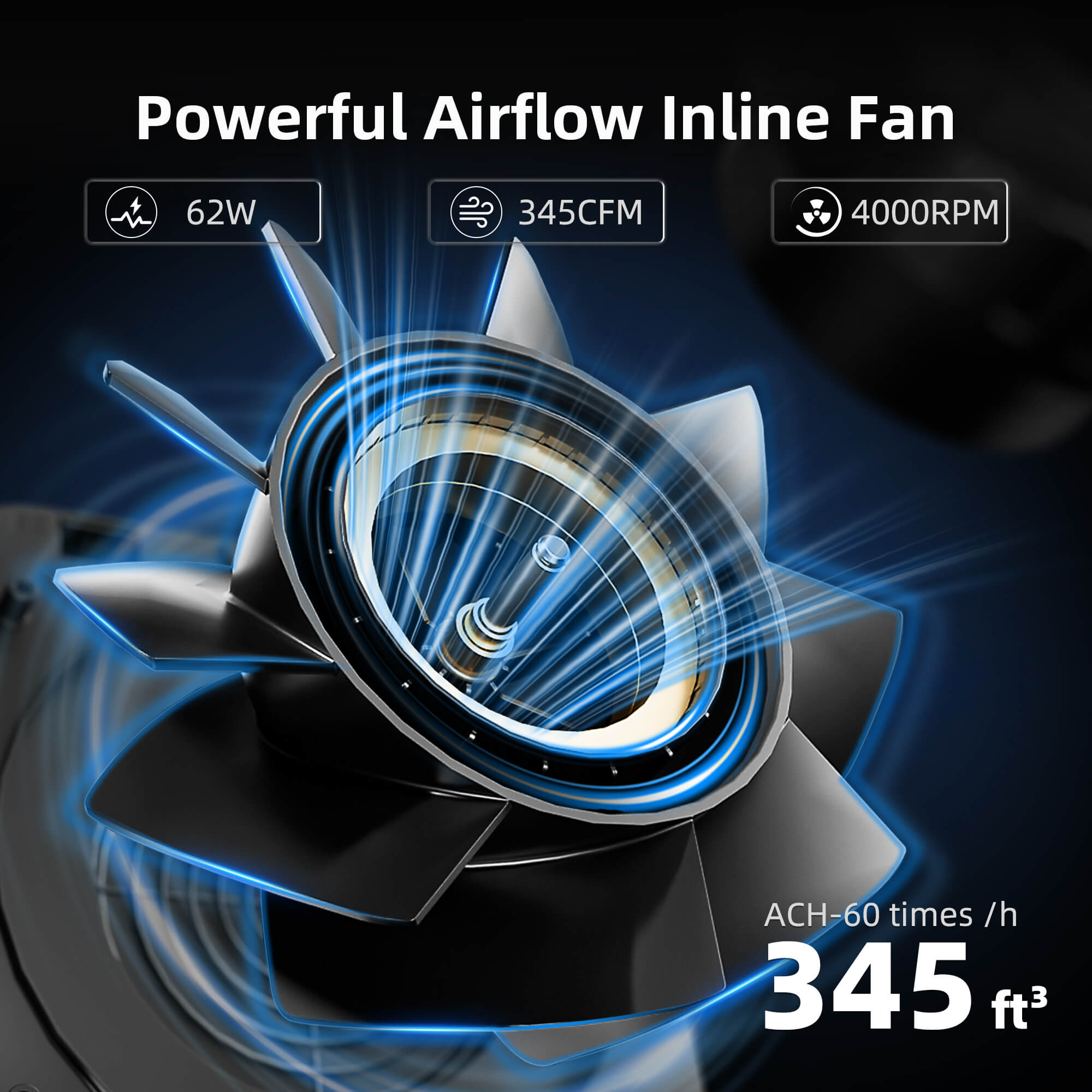 Spider Farmer 150mm 2-in-1 ventilation system with integrated carbon filter — powerful airflow fan delivering 345 CFM