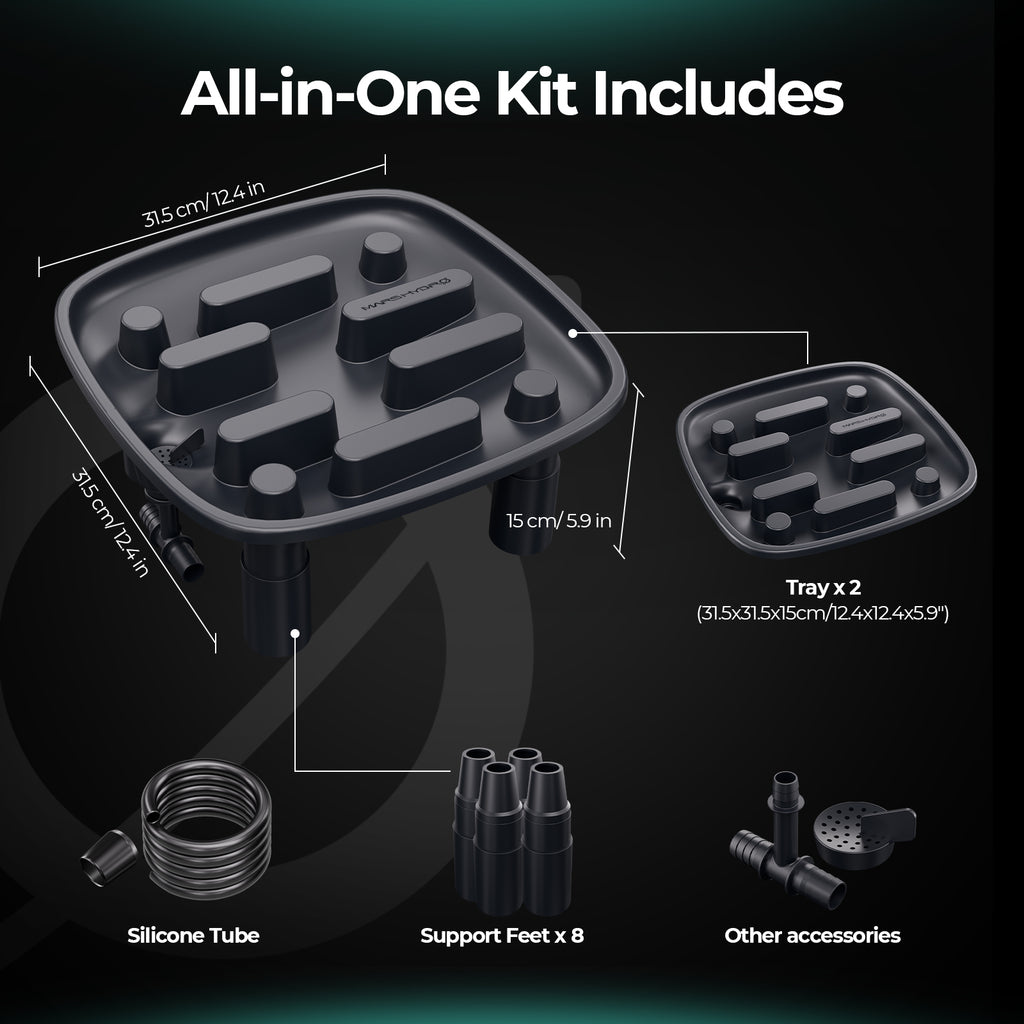 Mars Hydro drainage trays 2-pack in dark gray with overflow channels for even water runoff