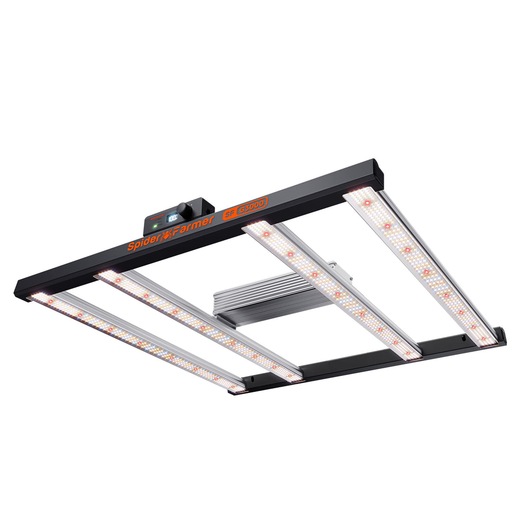 Draufsicht der Spider Farmer G3000 mit 300W Leistung und Bar-Design