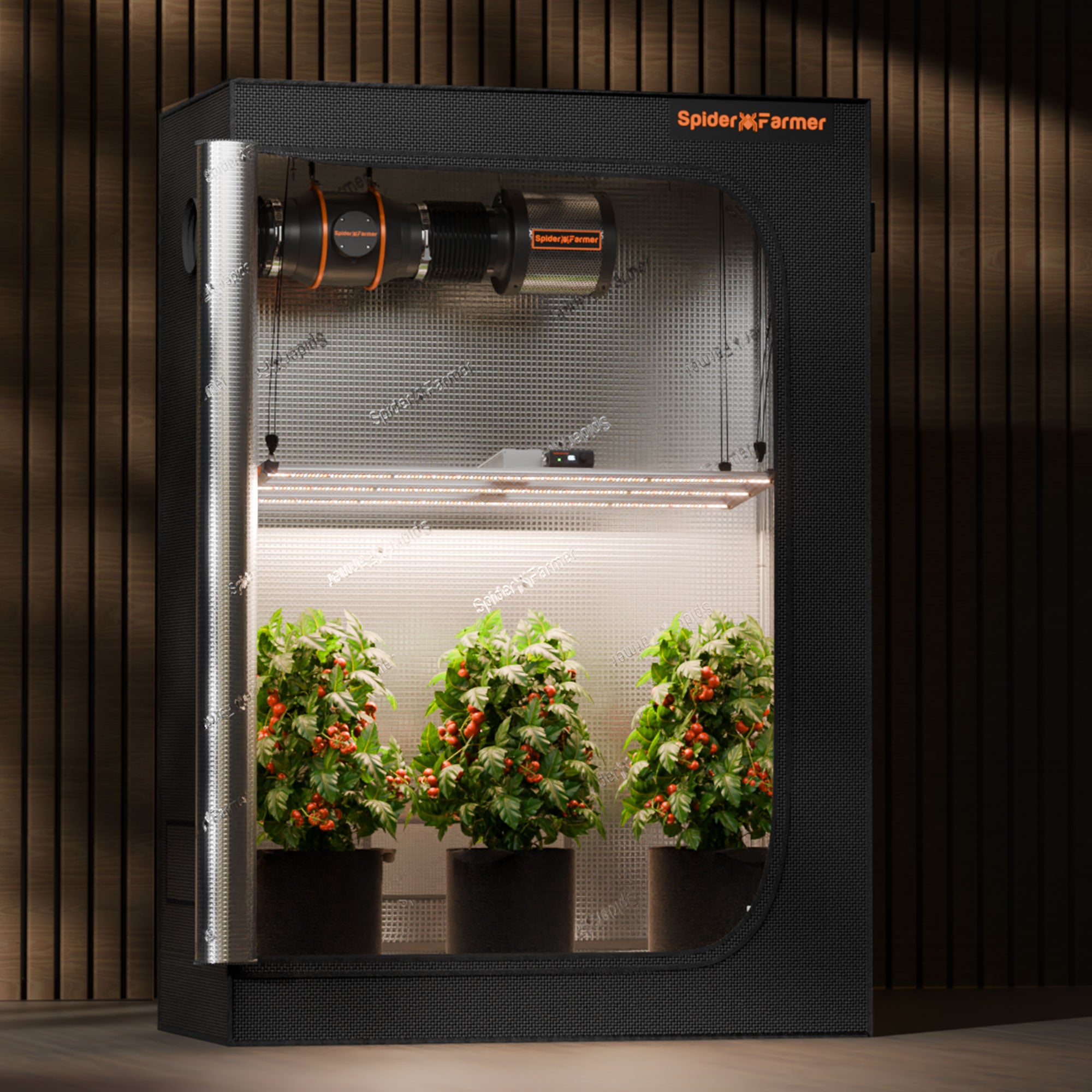 Spider Farmer G4500 LED Grow Light installiert in einem 70x140cm Growzelt