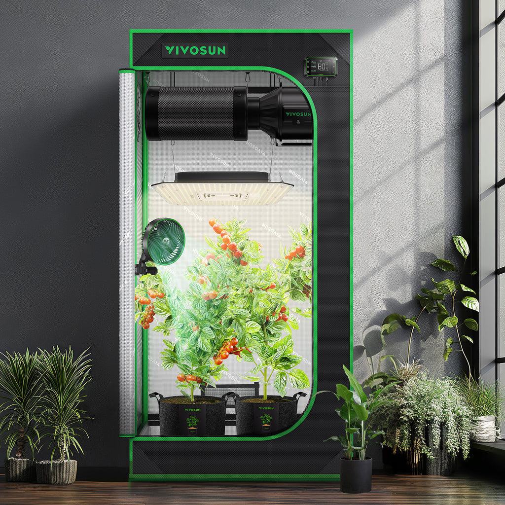 Grow box black 600D oxford with green trim Vivosun 60x60x120cm