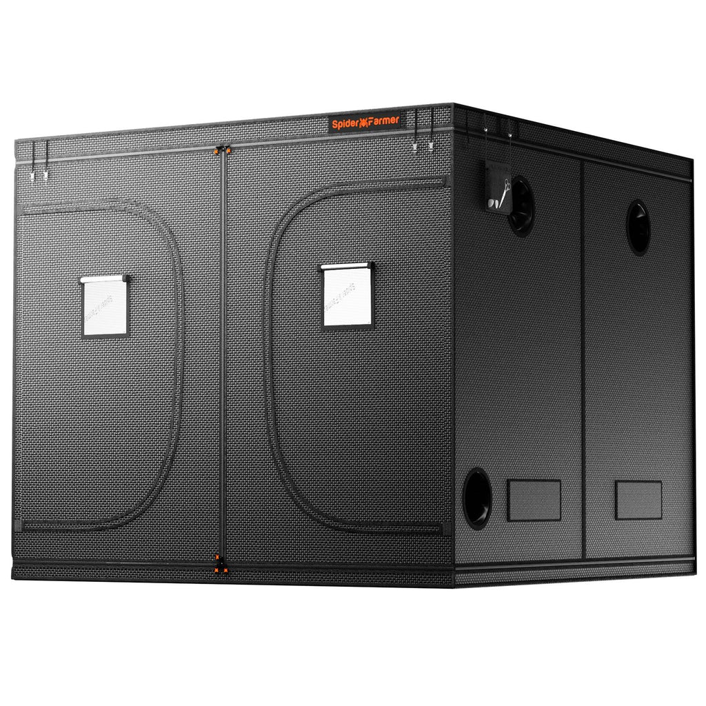 Spider-Farmer-240x240-Upgraded-Design-Gesamtansicht: Außenansicht der quadratischen XXL Growbox für professionelles Indoor-Gardening.