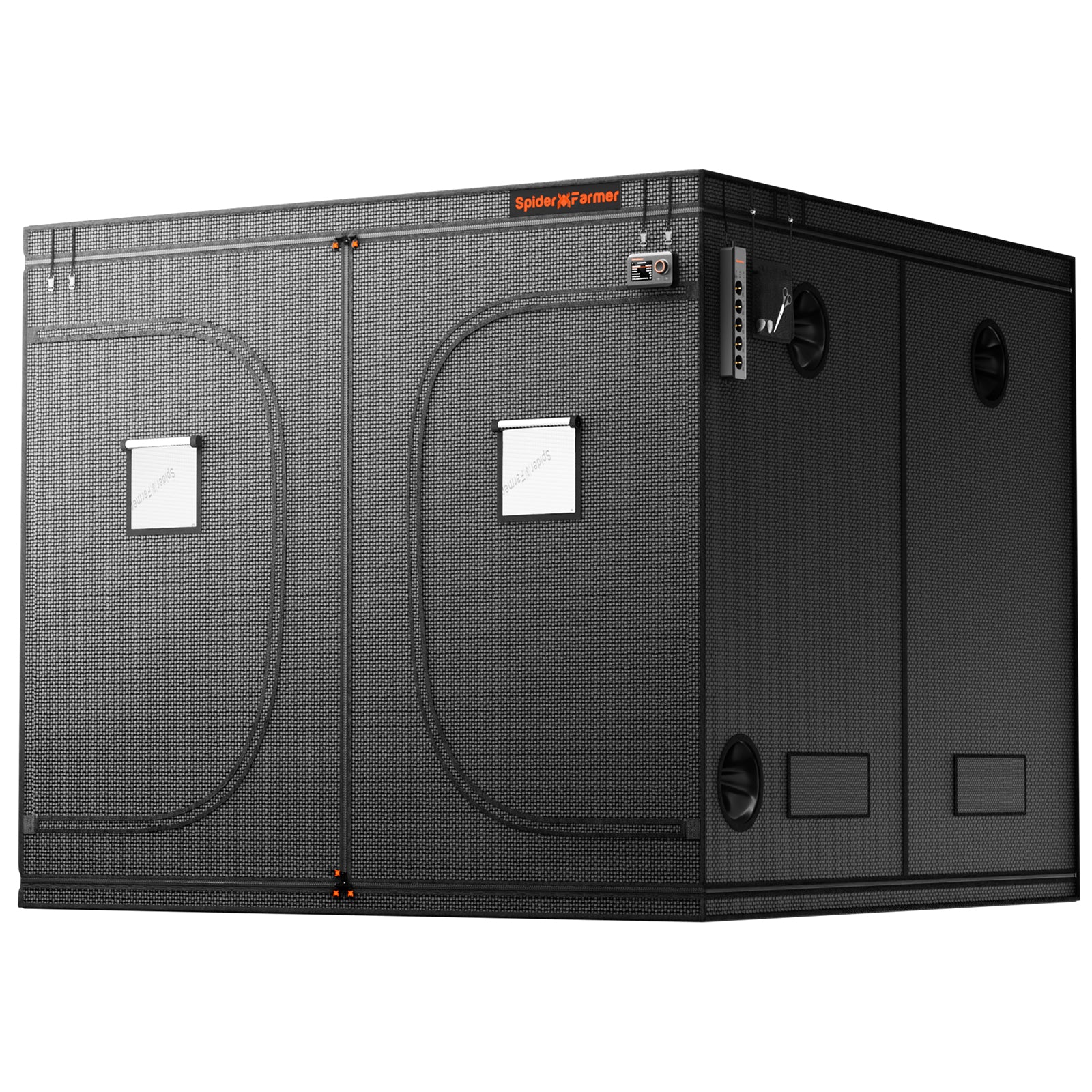 Spider-Farmer-240x240-Upgraded-Design-Gesamtansicht: Außenansicht der quadratischen XXL Growbox für professionelles Indoor-Gardening.