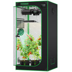 Vivosun grow tent in black 600D Oxford fabric with green frame, 80x80x160cm