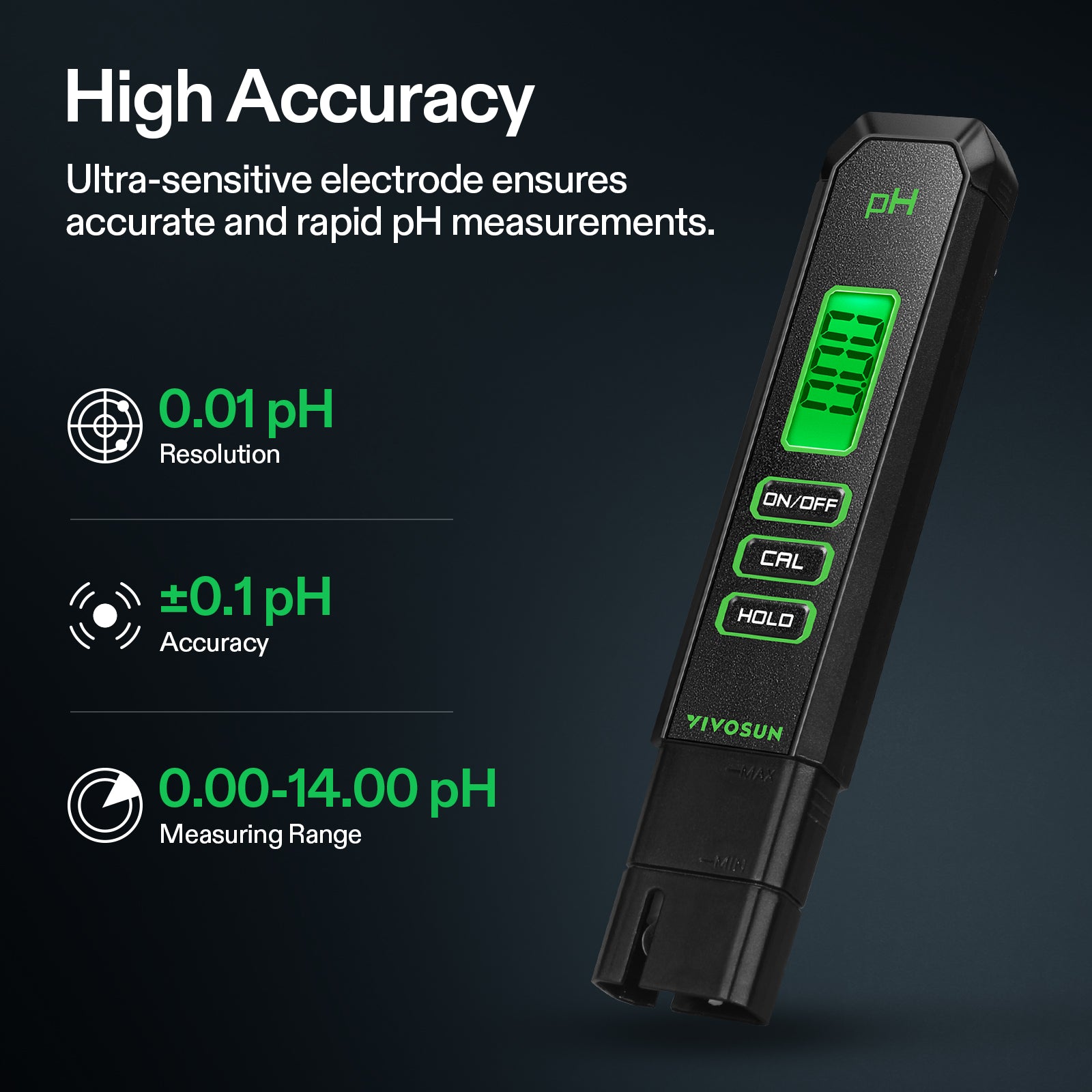 Black Vivosun pH and TDS meter combo with 0.01 pH resolution