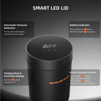 Smart Spider Farmer 2L Auto-Cure jar in sleek black with LED display — features automatic pressure detection for optimal curing.