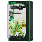 Vivosun growbox in black with green trim, 600D Oxford fabric, 90x50x160cm tent