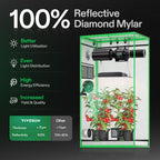 Vivosun growbox 90x50x160cm in 600D Oxford with reflective diamond mylar, green frame
