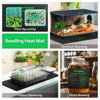 Seedling heat mat in matte black by Vivosun, 25x53 cm heated propagation pad