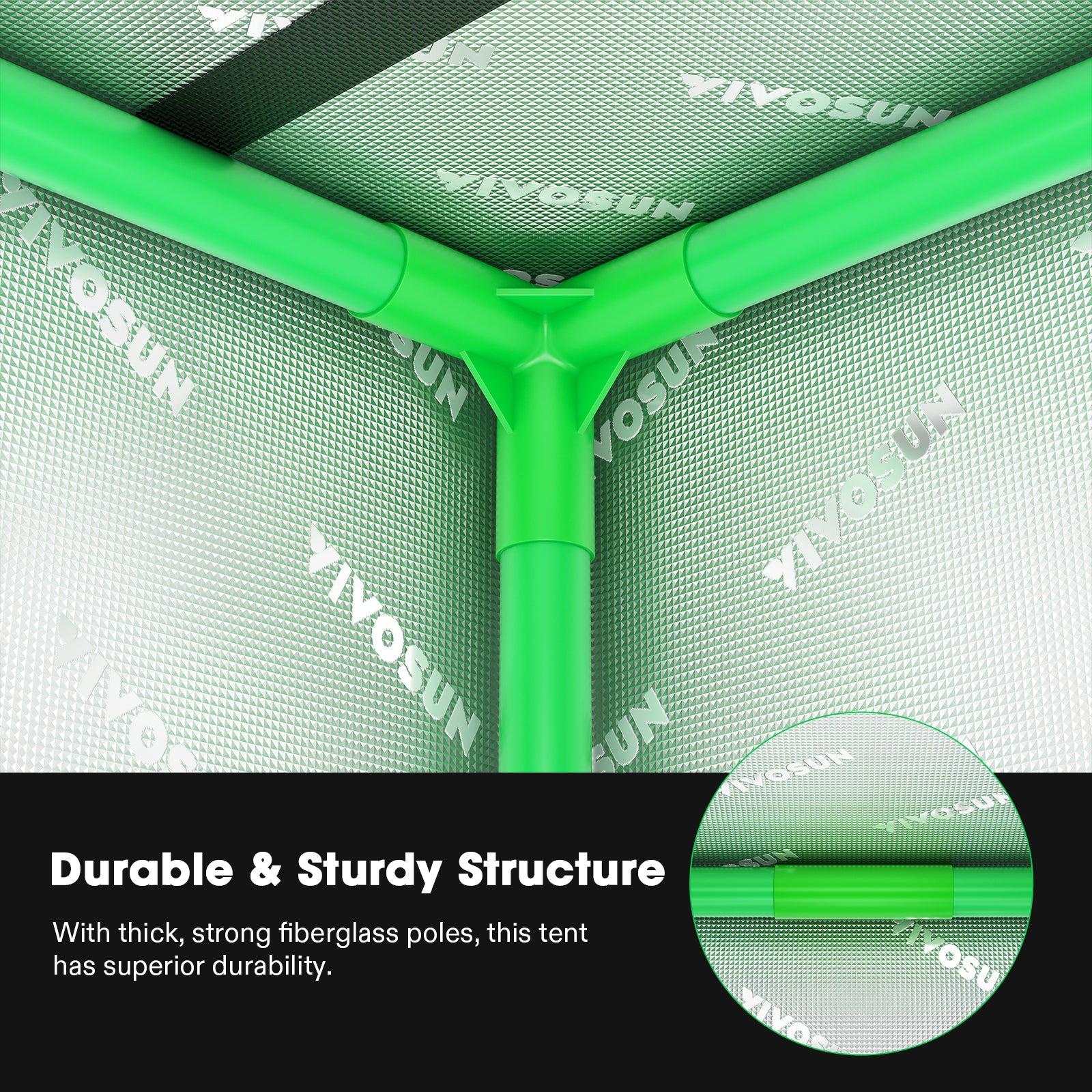 Vivosun grow tent in green 600D Oxford with 50x36x54 cm size