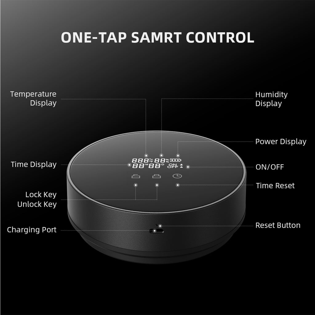 Sleek Spider Farmer 2L Auto-Cure Smart Jar in black with an intuitive digital display for temperature and humidity monitoring