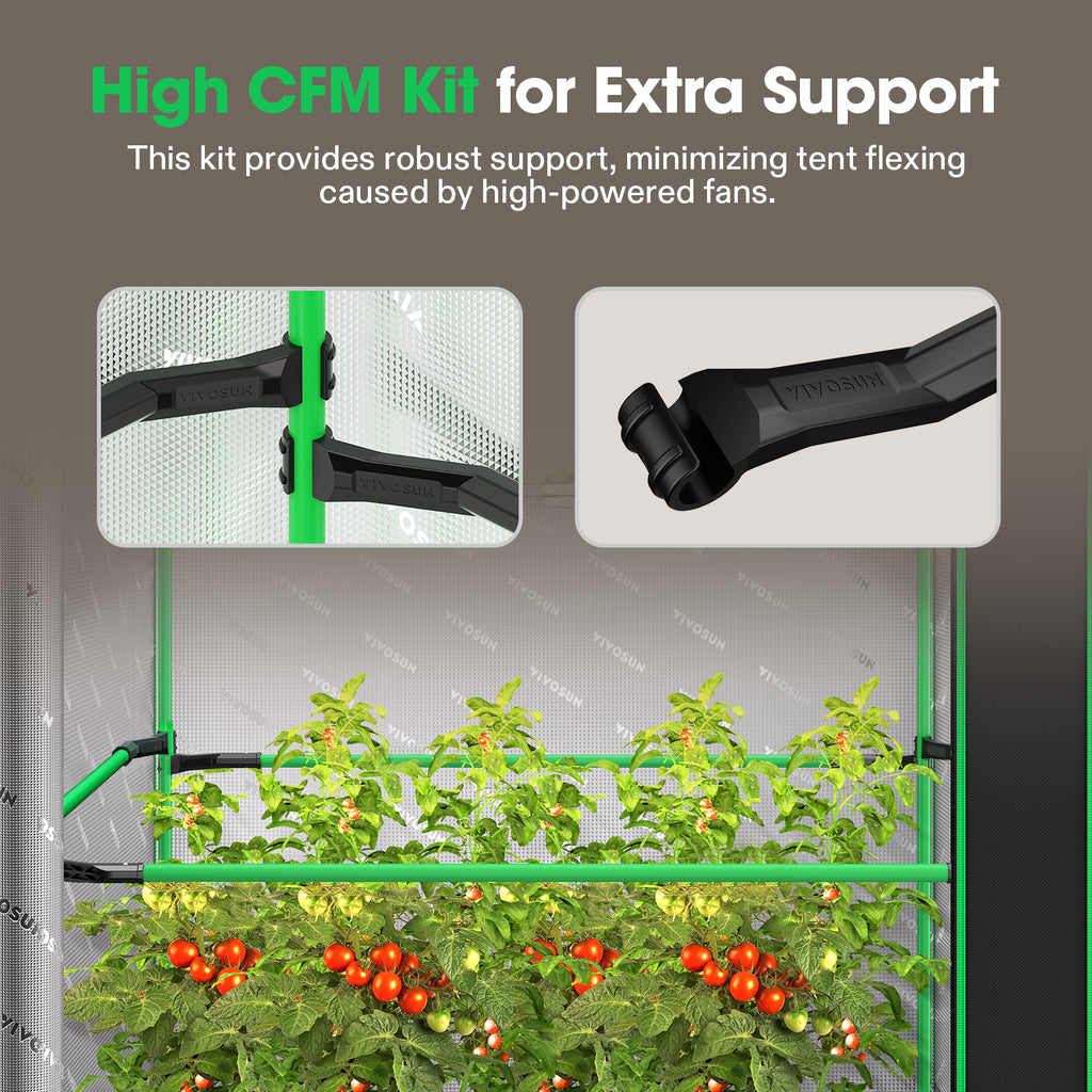Vivosun Growbox Pro 2000D Oxford grow tent with green poles, 120x60x180cm
