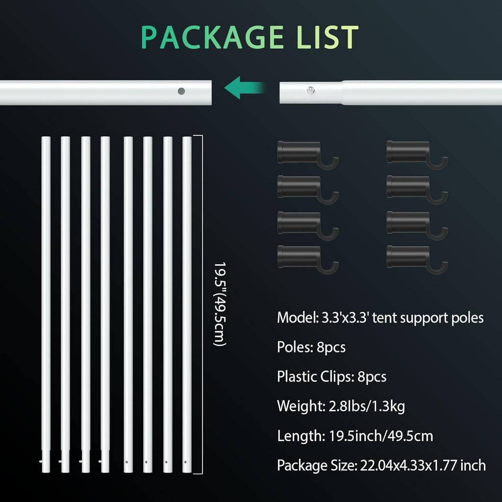 Komplettes Zubehör-Set zur Verstärkung von 100x100 cm Grow-Zelten.