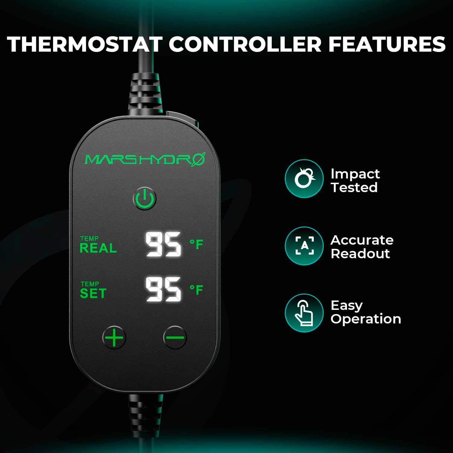 Digitales Display des Mars Hydro Thermostats für XL Heizmatten Steuerung