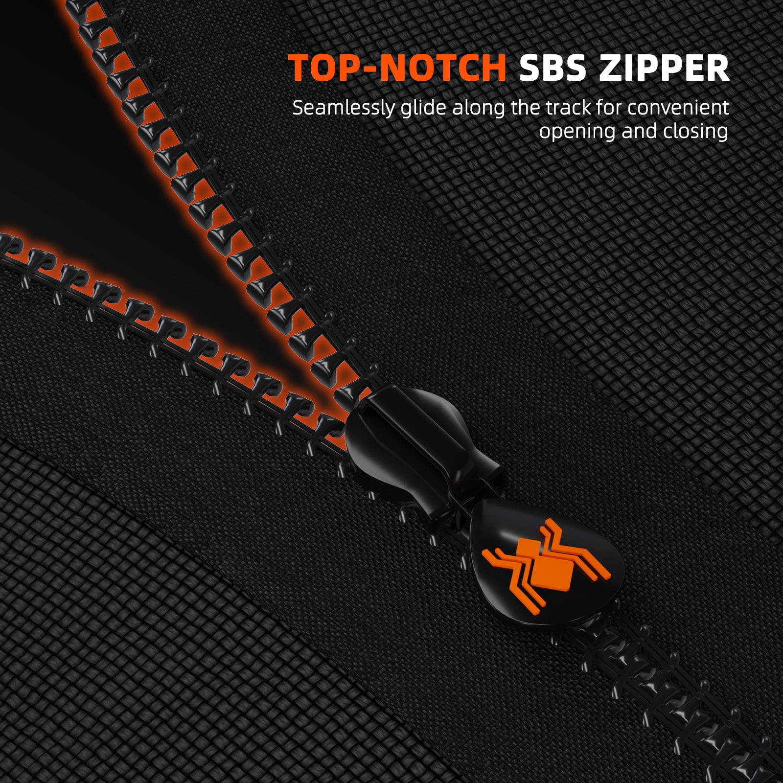 SBS-Reißverschlüsse: Lichtdichtes Doppelreißverschluss-System am Spider Farmer Zelt für vollständige Dunkelheit in der Nachtphase.