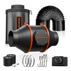 Spider Farmer 100mm ventilation system with a speed controller and activated carbon filter — efficient airflow design for optimal performance