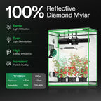 Grow tent growbox in green and white 600D Oxford by Vivosun, 120x60x150cm reflective diamond mylar