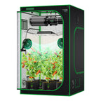 Vivosun 600D Oxford grow tent in black with green frame, 120x120x200cm