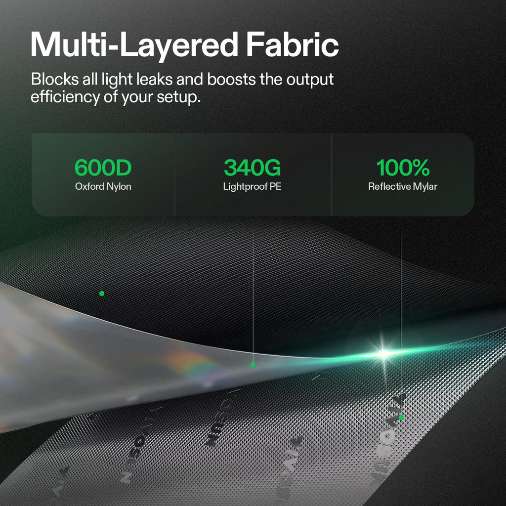 Vivosun growbox tent with 600D Oxford fabric in multi-layer lightproof construction