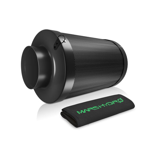 Wiederbefüllbarer 100mm Aktivkohlefilter von Mars Hydro auf weißem Hintergrund.