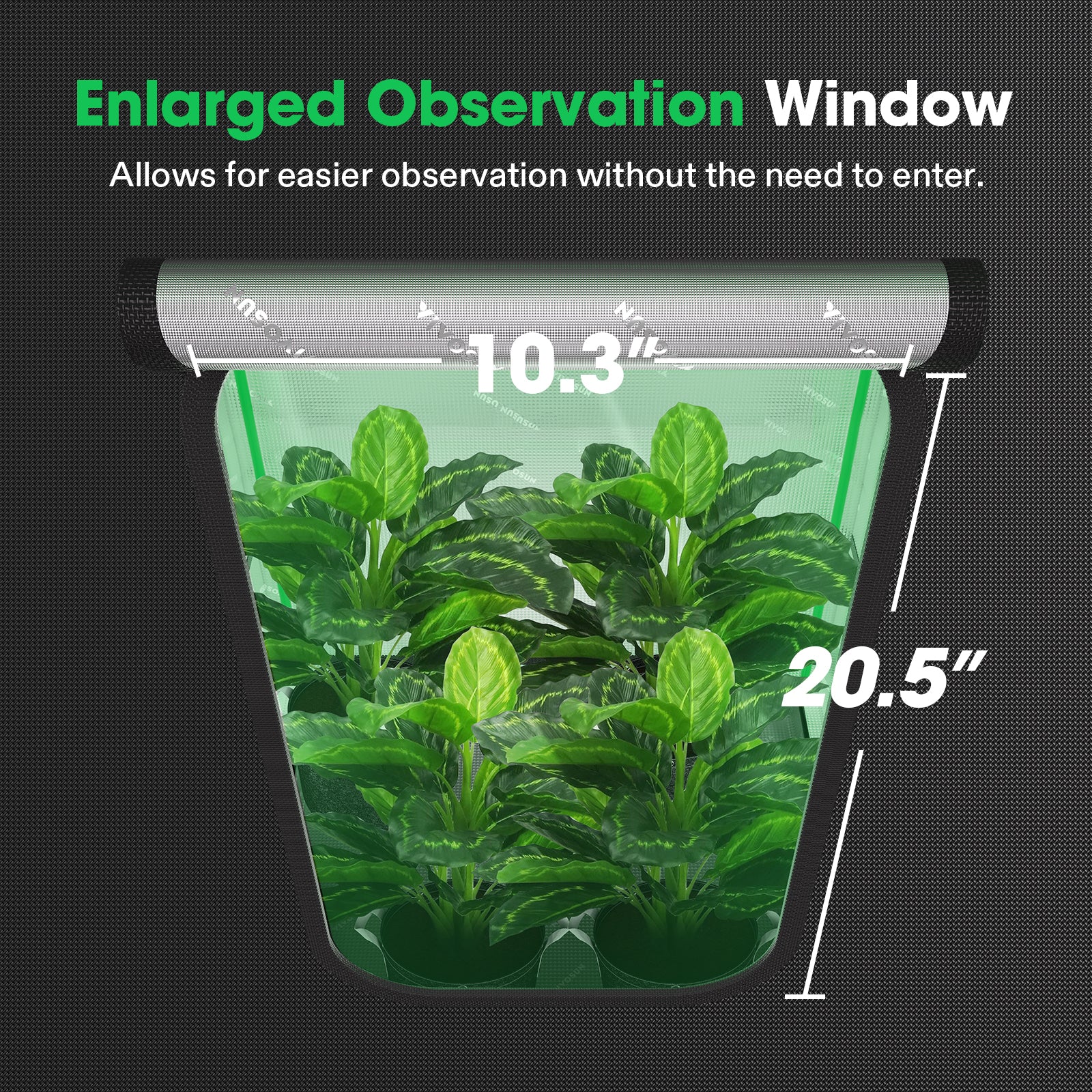 Vivosun Growbox Pro 60x60x120cm grow tent in black 2000D Oxford with enlarged observation window