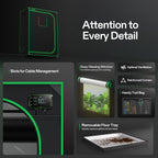 Vivosun grow box in black 600D Oxford fabric, 150x80x200cm size