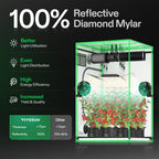 Vivosun grow tent in black 600D Oxford with reflective diamond mylar, 150x150x200cm