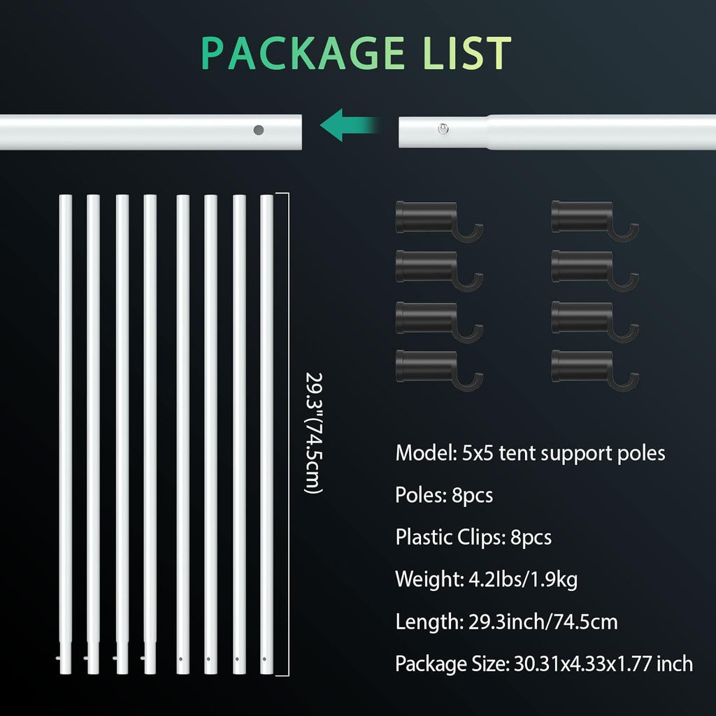 Komplettes Zubehör-Set zur Verstärkung von 150x150 cm (5'x5') Grow-Zelten.