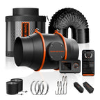 Spider Farmer 150mm exhaust set with activated carbon filter and controller — featuring durable materials for efficient airflow.