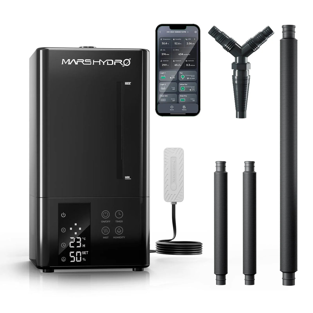 Mars Hydro Luftbefeuchter 6L smart humidifier in black with external climate sensor and control screen