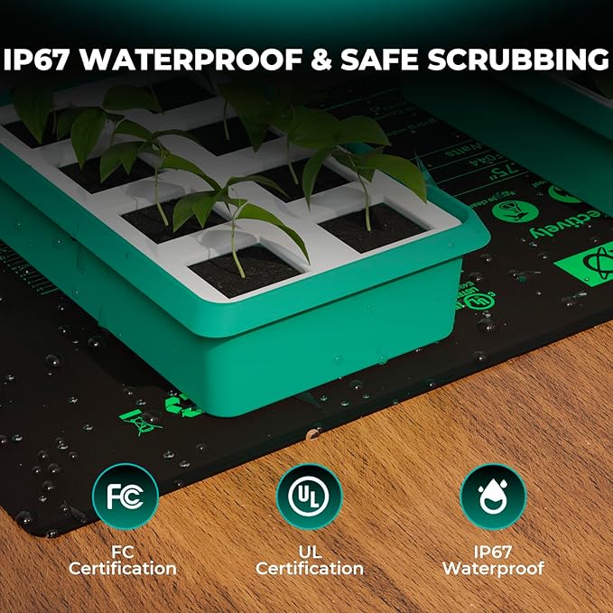 IP67 wasserfeste Mars Hydro Heizmatte im Einsatz unter einer Anzuchtschale