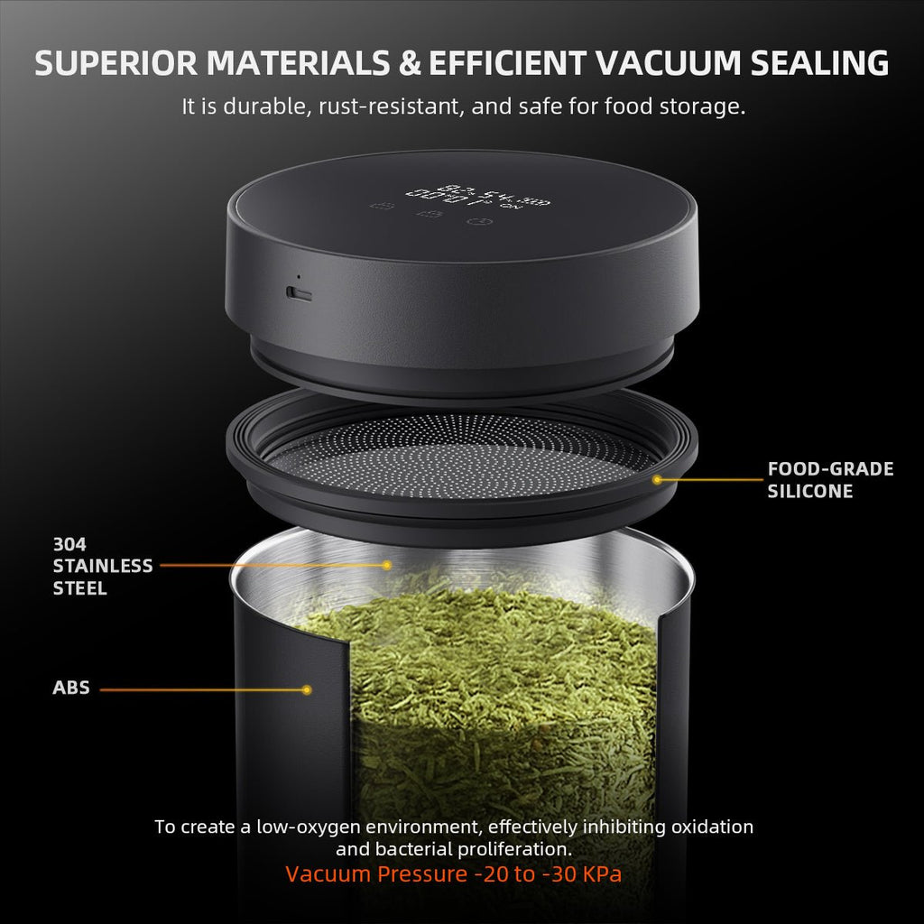 Spider Farmer 2L Auto-Cure Smart Jar featuring durable ABS and food-grade silicone — designed for efficient vacuum sealing and storage.