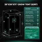 Mars Hydro FC3000 Komplettset grow tent in black with reflective lightproof material for indoor cultivation