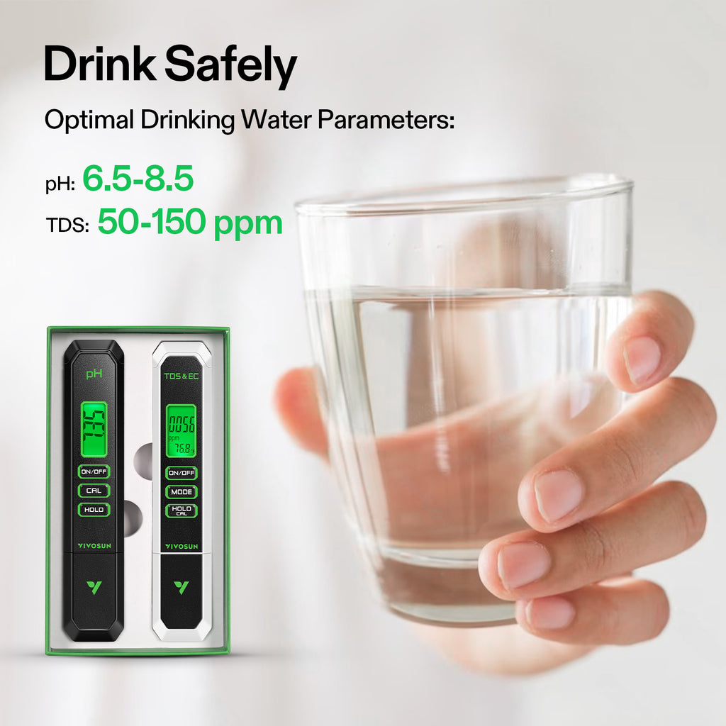 Vivosun pH and TDS meter combo set with black and white handheld probes for water testing
