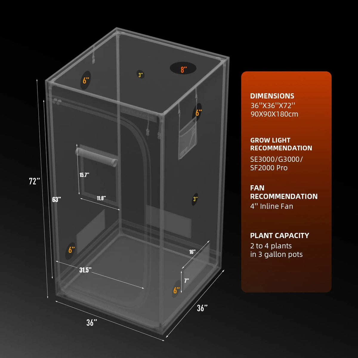 Spider Farmer G3000 Smart AC5 Complete Kit | 90x90x180 Grow Tent