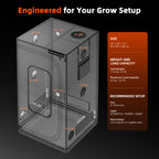 Spider Farmer 90 x 90 x 180 cm grow tent in 2000D Oxford with Mylar inner lining and observation window