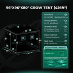 Mars-Hydro-240x240x200-Maßgrafik: Technische Zeichnung mit Abmessungen der Growbox in Zentimetern und Zoll.