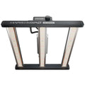 Black Mars Hydro FC-E1500 LED grow light with three angled light panels, a central control knob, and hanging power cords