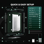 Mars Hydro FC4000 smart grow tent kit with dark green 2000D indoor tent material, shown with quick and easy setup diagram